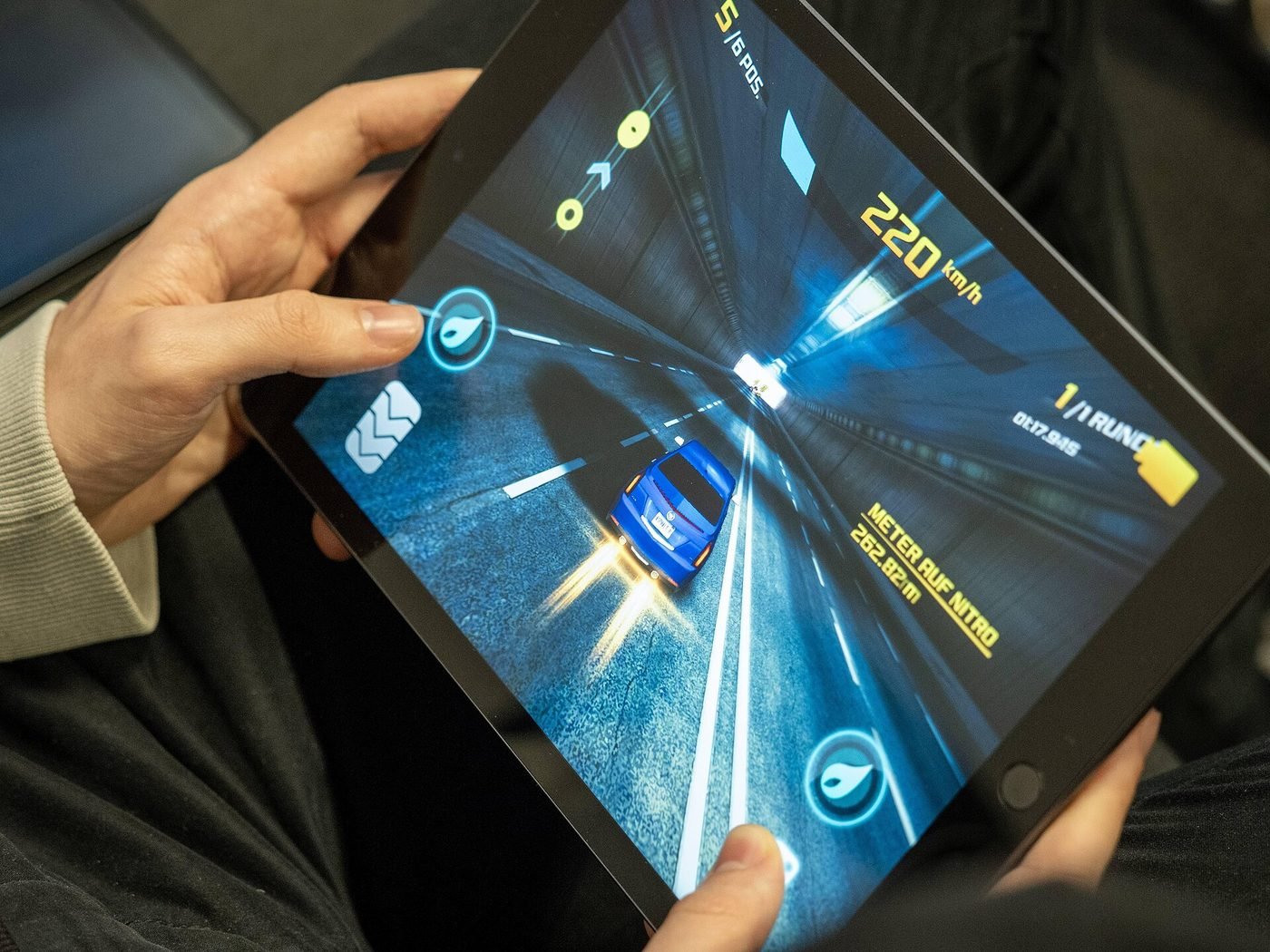 A tablet being used to play a game — illustrative photograph.
